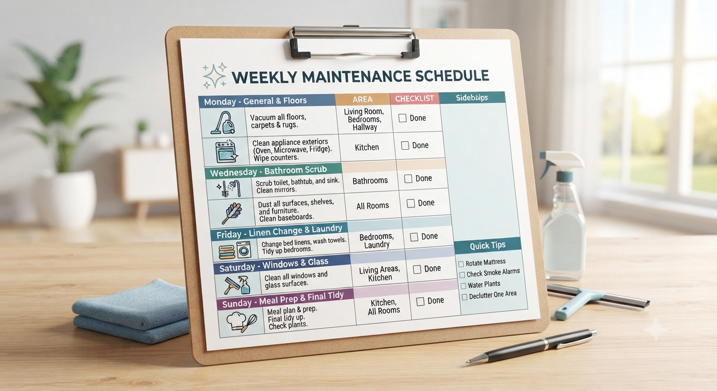 Property cleaning maintenance schedule